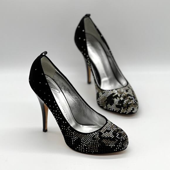 Giuseppe Zanotti Shoes - GIUSEPPE ZANOTTI Rhinestone Heels Womens 37 Black Scarpe Nero Strass Court Pump